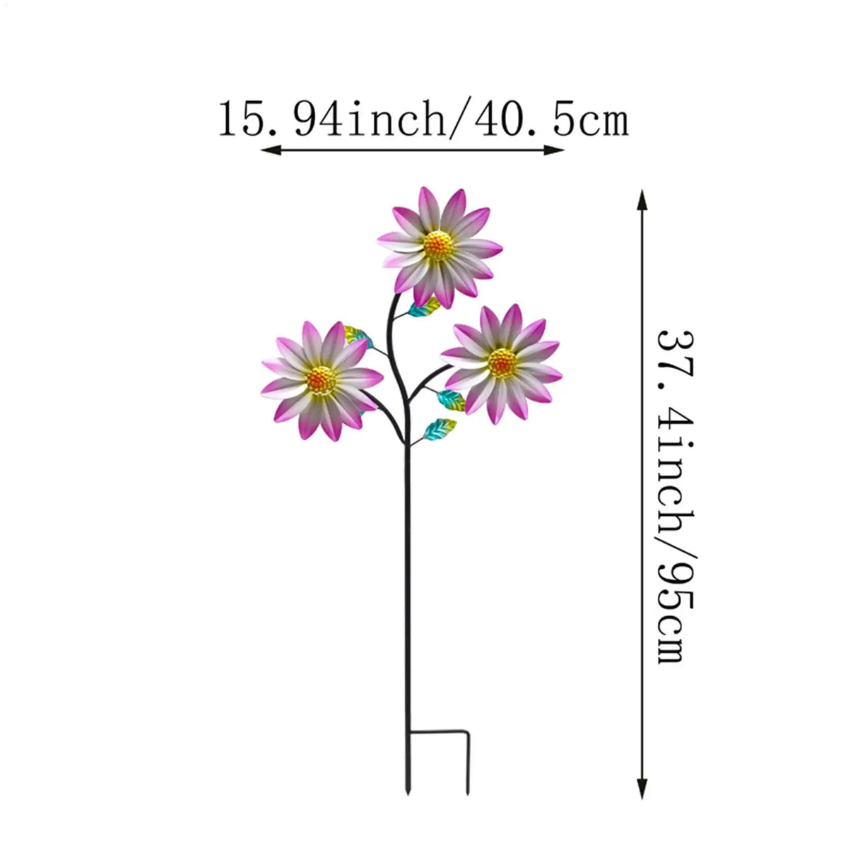Metal Windmill Flower Stake Garden Yard Lawn Decor – 3 Colors Garden Windmill Stake Qme