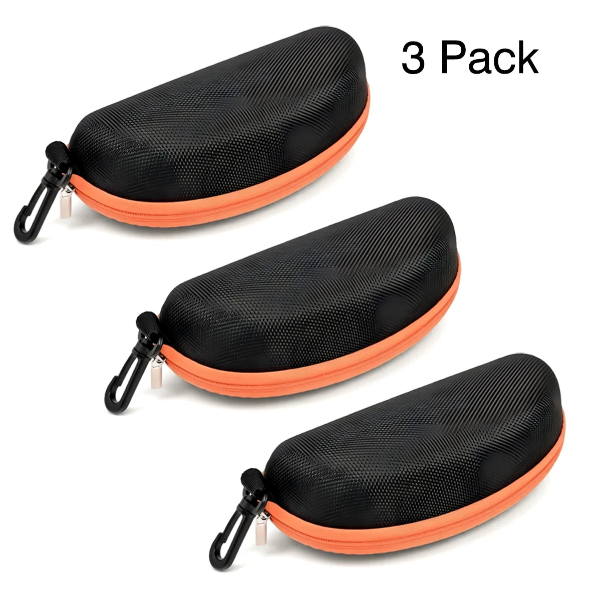 VOPHA Zipper Sunglasses Case with Hook – Portable EVA Travel Eyeglass Case Qst 3pcs- Orange