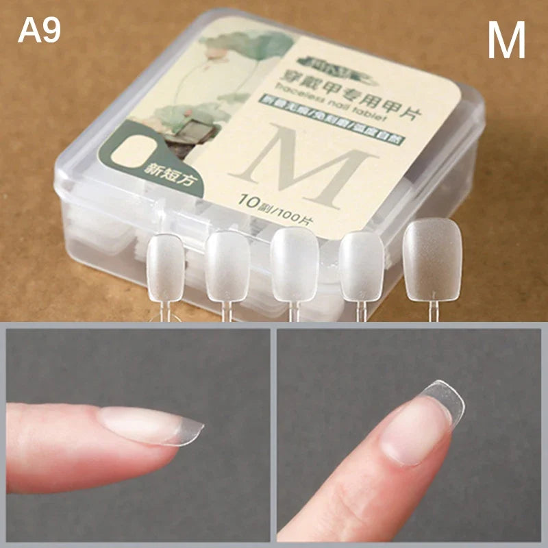 Coffin Press-On False Nails – 100 Clear Fake Nail Tips Press-On Nail Tips Qme A9