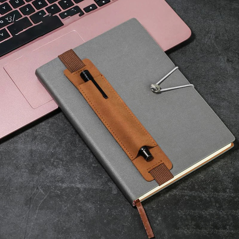 PU Leather Pen Holder Sleeve with Adjustable Elastic Band Notebook Pen Holder Qme