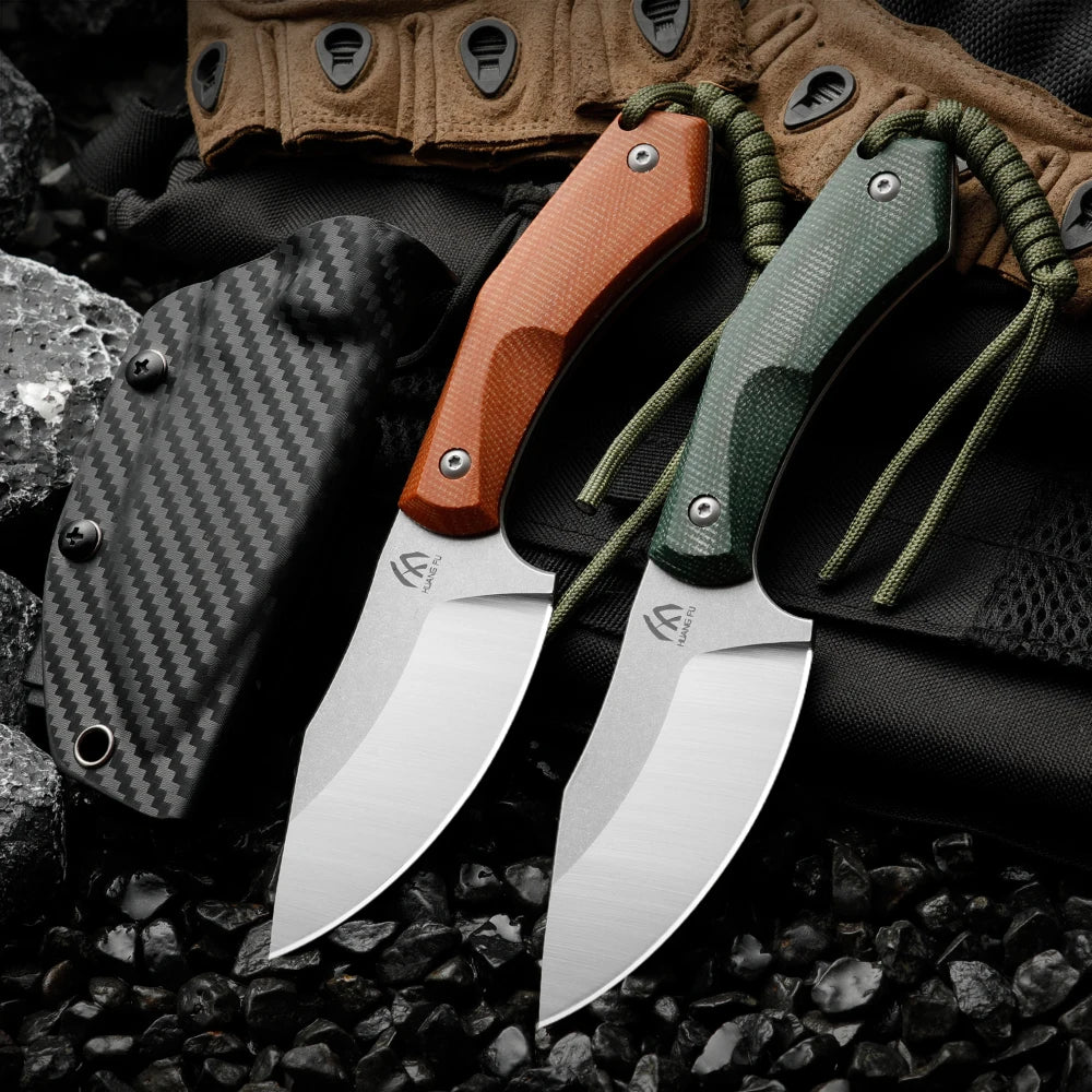 HUANGFU Full Tang Fixed Blade Outdoor Knife with Sheath Fixed Blade Knife Qst