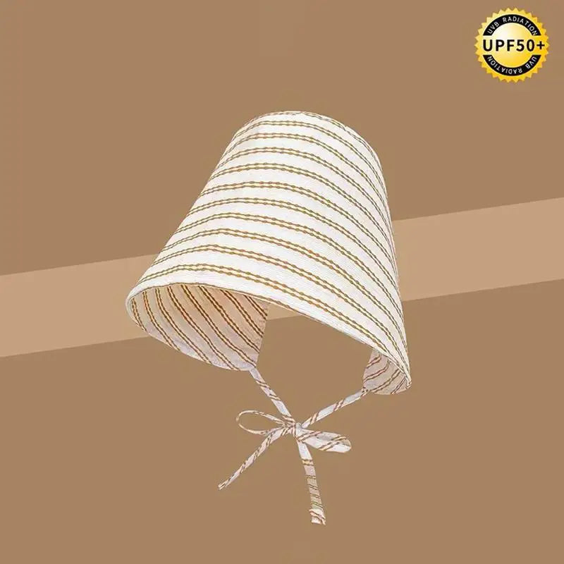Women's Wide-Brim Foldable Striped Bucket Hat – Drawstring Women's Bucket Hat Qst Khaki one size