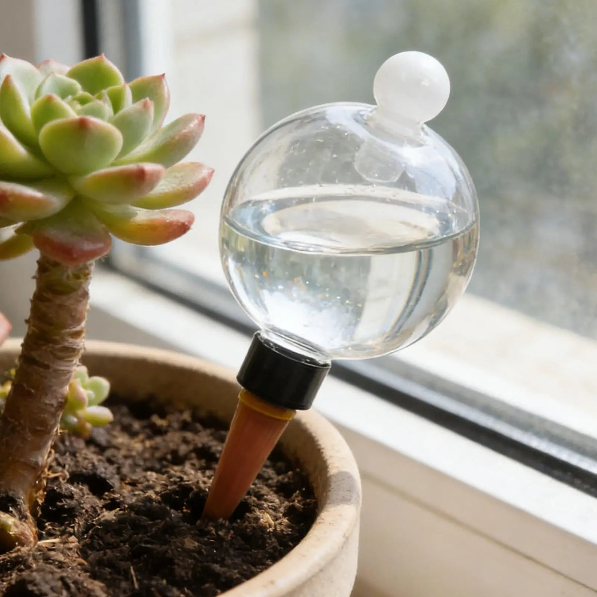 Clear Automatic Plant Watering Bulbs Globes – 4 Pack with Lid Plant Watering Globes Qme