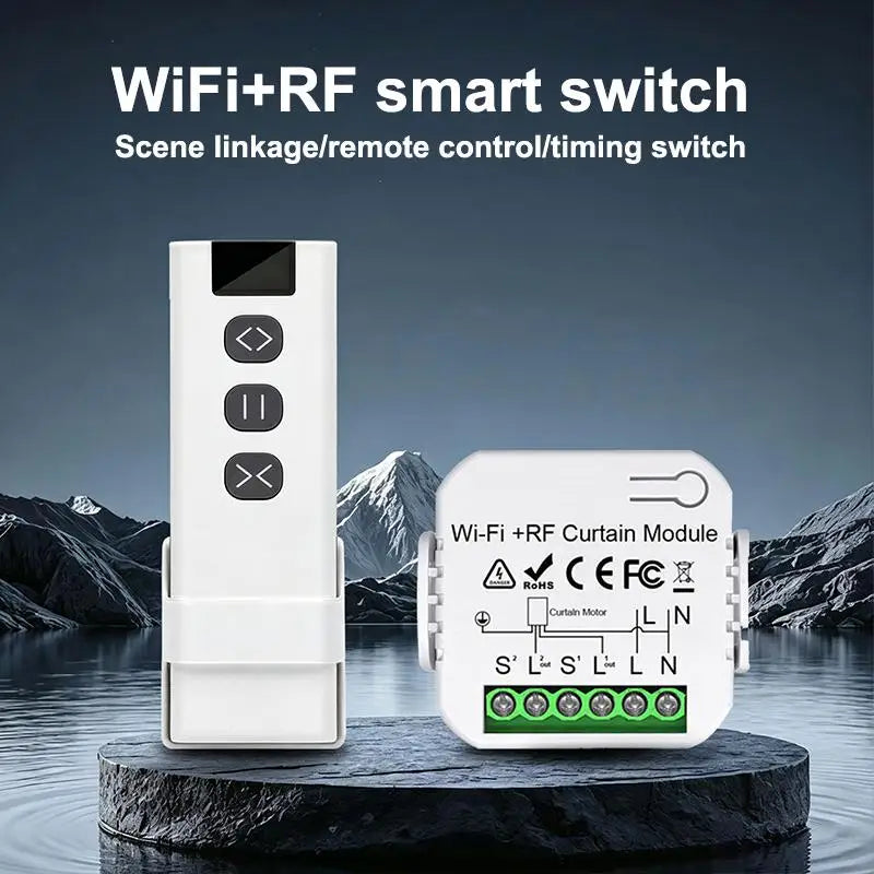 WiFi RF Smart Curtain Switch – Timer, Remote & Scene Control Smart Curtain Switch Qme