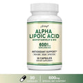 Alpha Lipoic Acid 600mg Capsules – ALA B1 B12 Benfotiamine Antioxidant Supplement Qst 30 Capsules