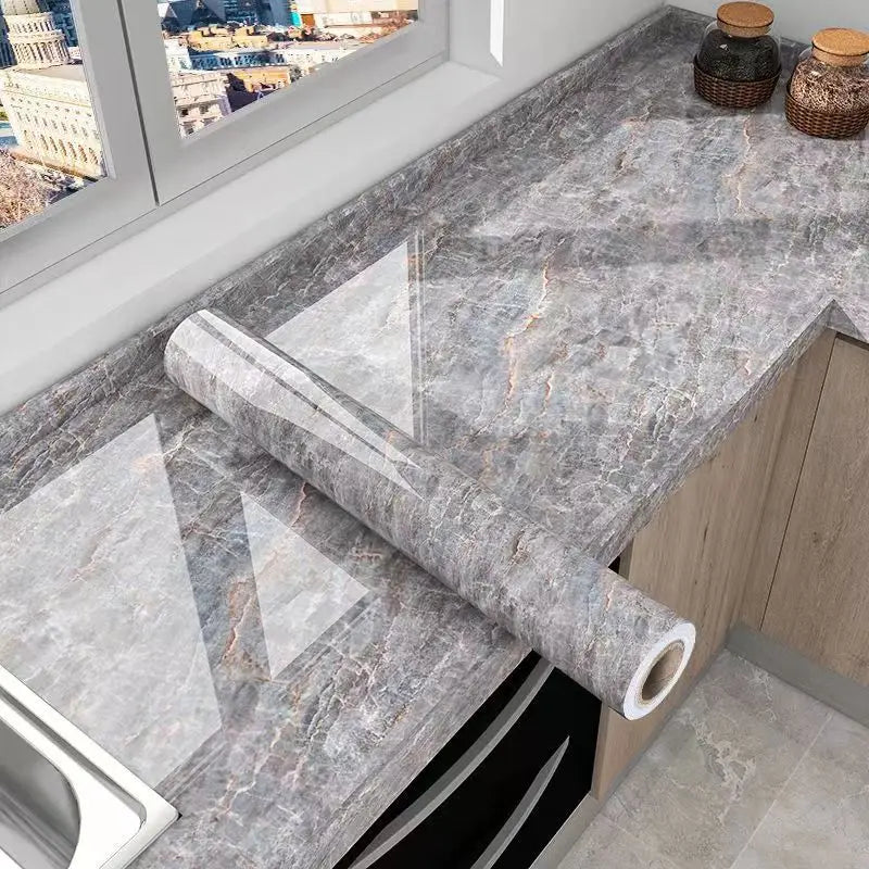 Marble Self-Adhesive Kitchen Oil-Proof Waterproof Film Peel & Stick Film Qme 8 40cmX5m