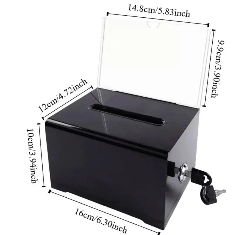 Acrylic Ballot Box Tip Jar with Lock & Sign Holder Acrylic Ballot Box Qme