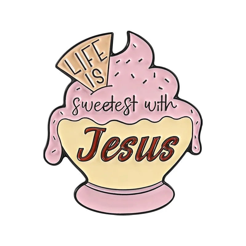 Pink Ice Cream Enamel Lapel Pin | Sweet Dessert Metal Badge Enamel Lapel Pin Qme style1