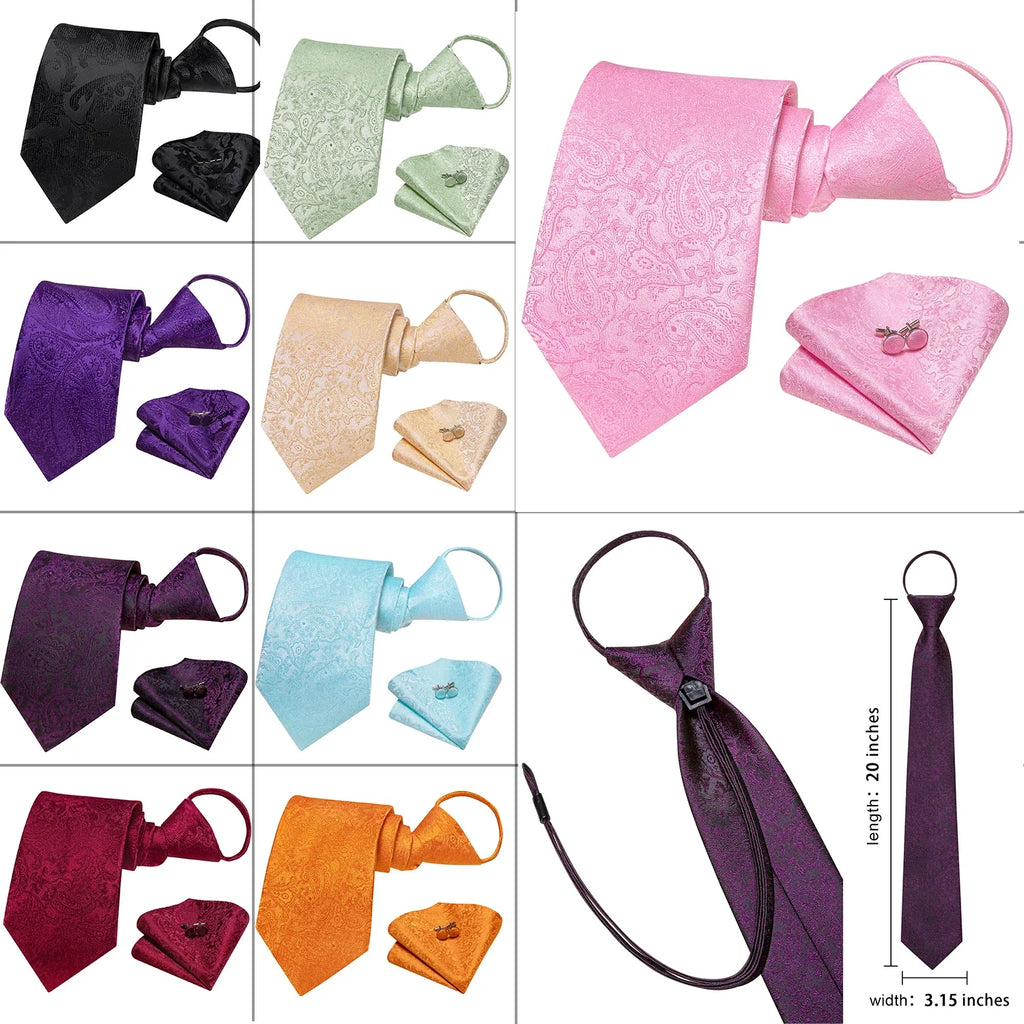 Knot-Free Zipper Silk Necktie | Formal, Business & Wedding Zipper Necktie Qme