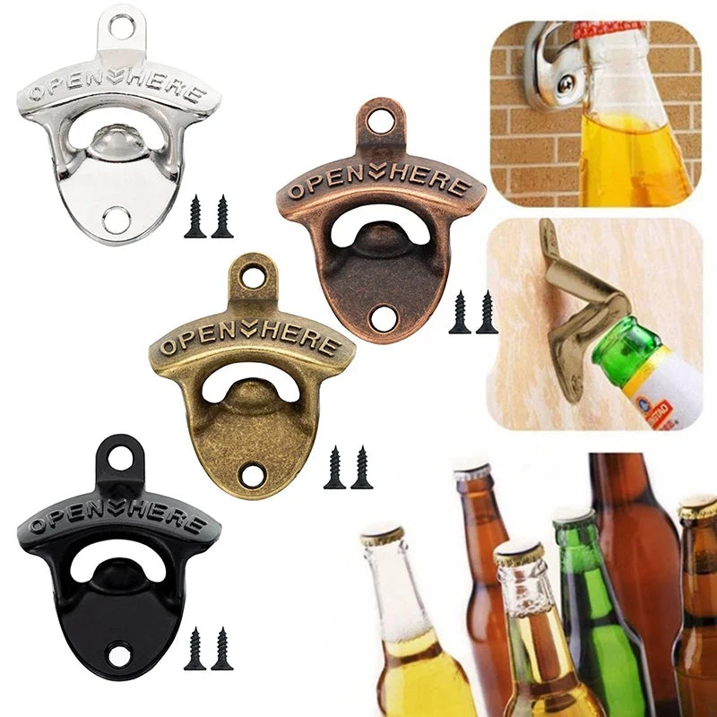 Vintage Wall Mounted Beer Bottle Opener with Keyring | Zinc Alloy Wall Bottle Opener Qme