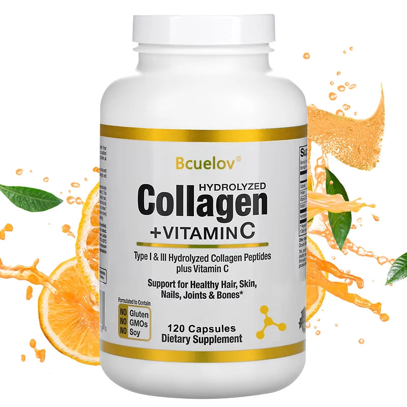 Hydrolyzed Marine Fish Collagen Capsules with Vitamin C Collagen Supplement Qst
