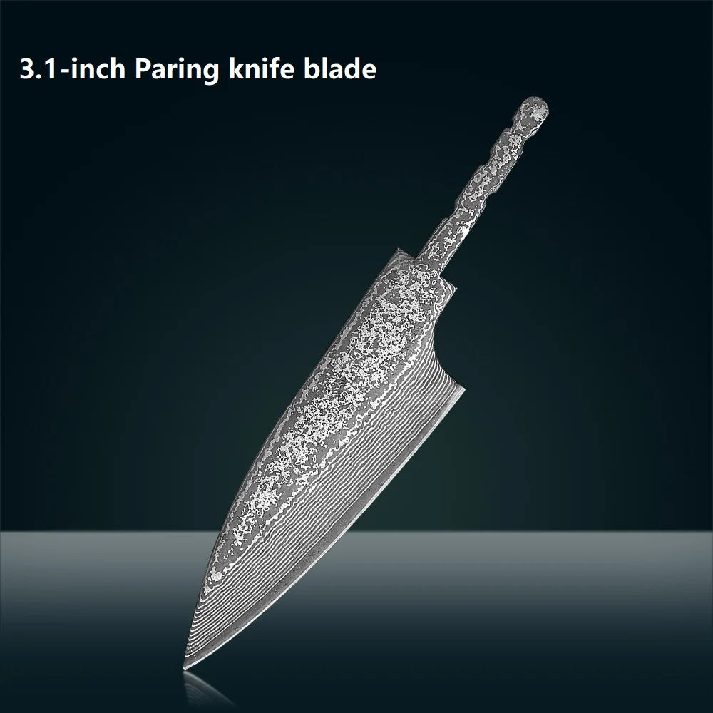 F.YOUNG 67-Layer Damascus Steel Knife Blank Blade – DIY Full Tang Knife Blank Blade Qst 3.1 inch Paring