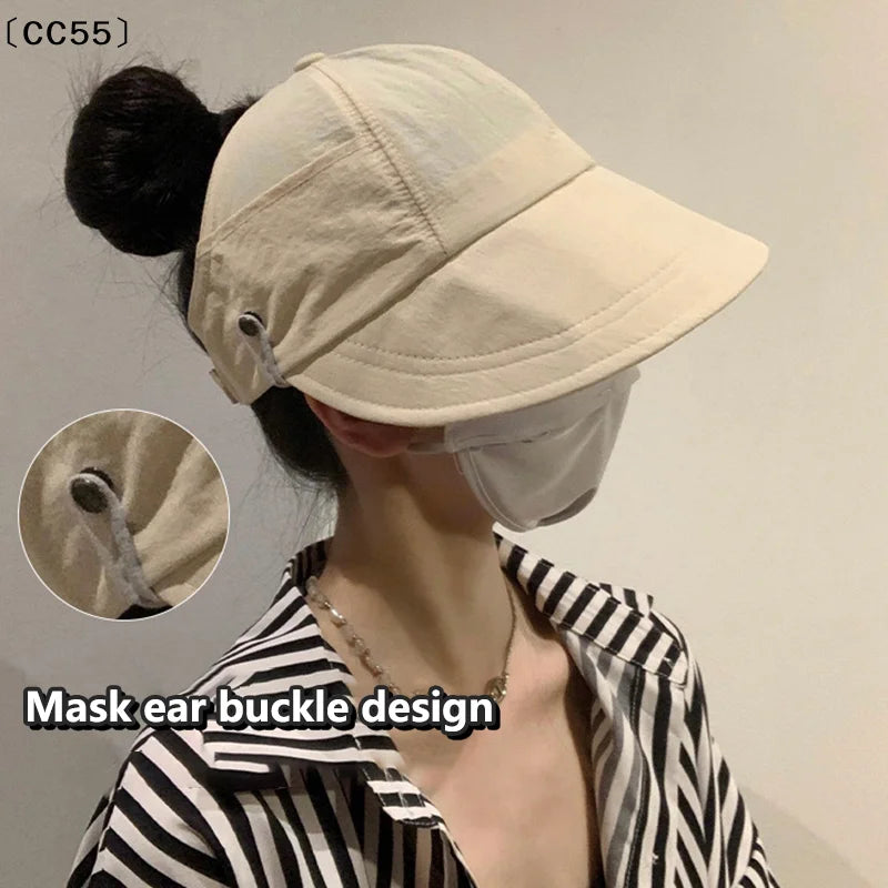 Foldable Wide Brim Ponytail Sun Hat – Women's Quick-Dry Visor Women's Sun Hat Qst