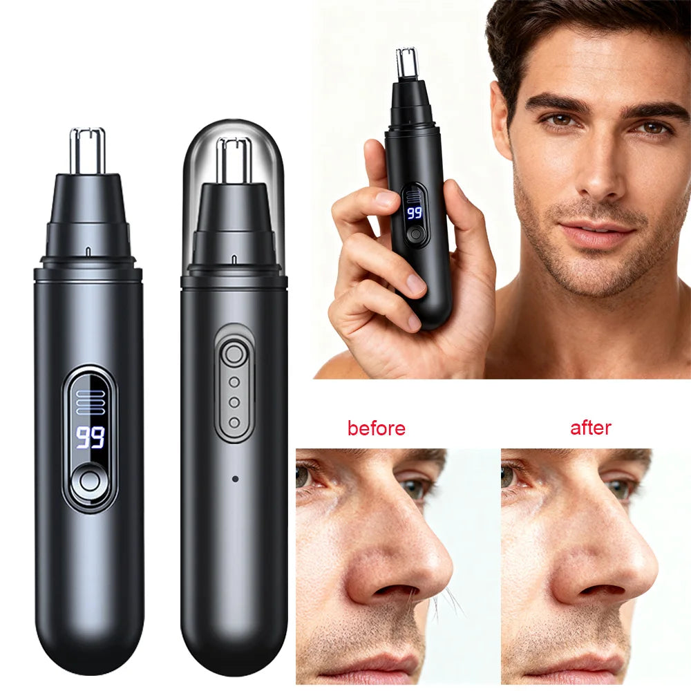 Rechargeable Nose & Ear Hair Trimmer – 360° Rotating Blade Nose & Ear Trimmer Qst