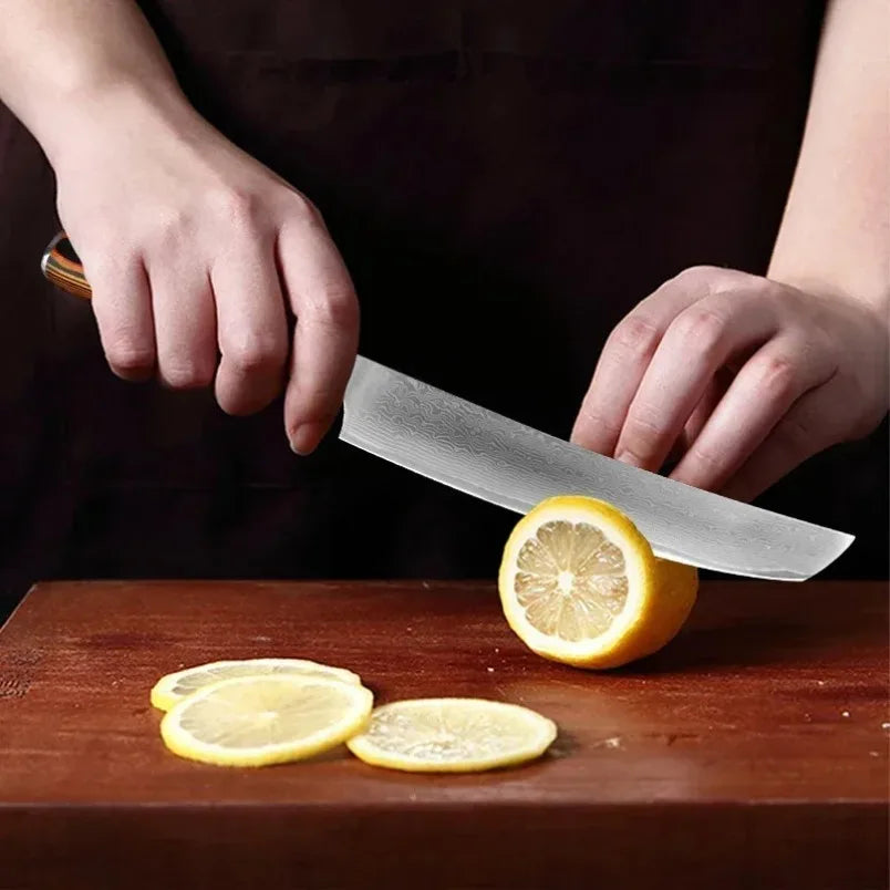 Damascus Steel Kitchen Knife – Wood Handle Chef Knife 16cm Damascus Kitchen Knife Qst