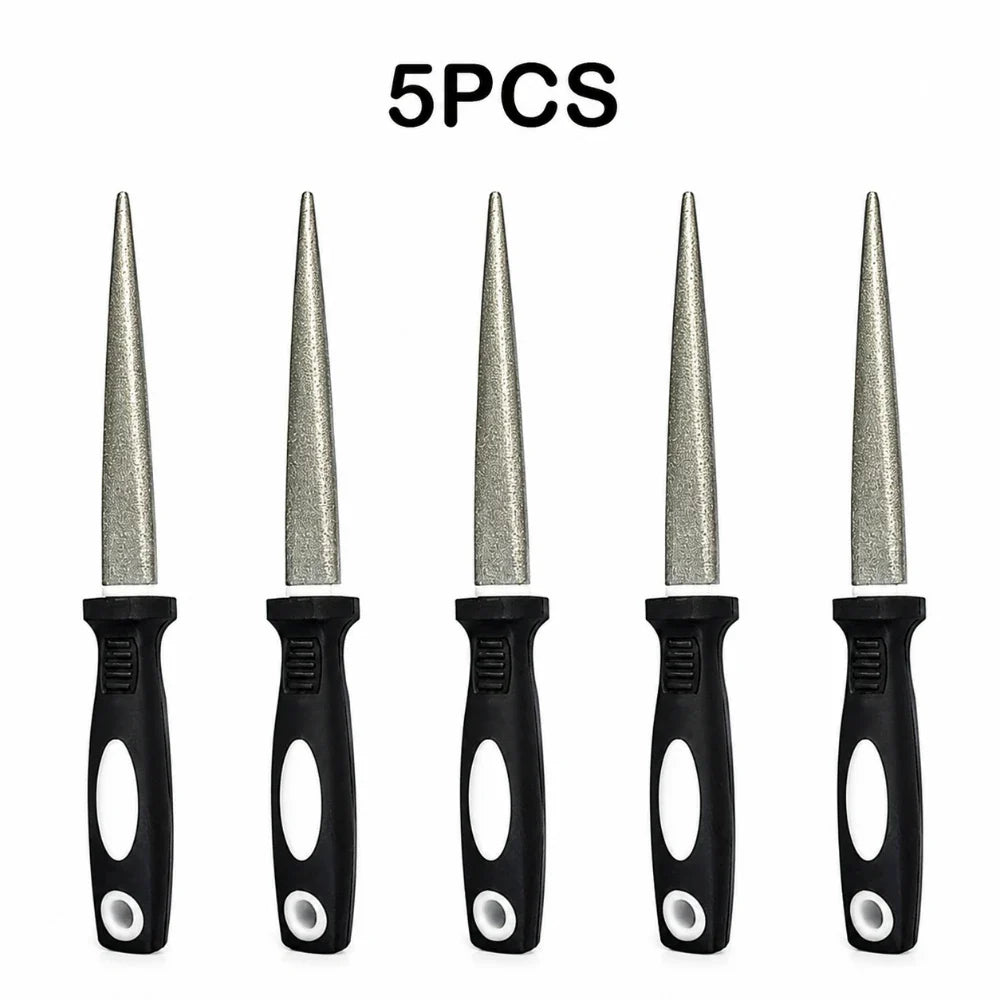 Diamond Grinding Sharpener – Ergonomic Handle, Curved & Flat Knife Sharpener Qme black and white 5pcs M