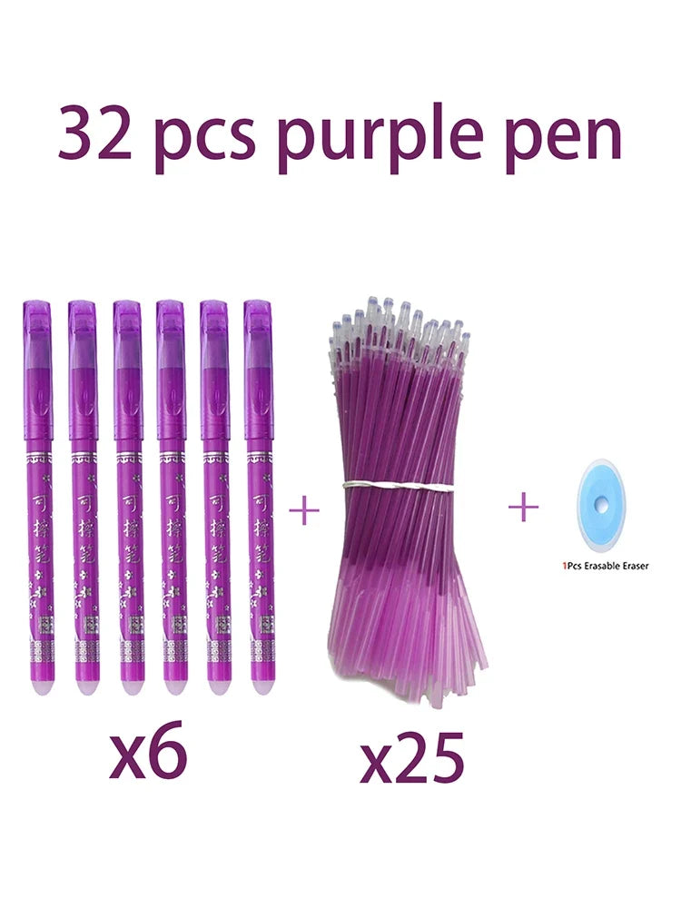 27 Erasable Gel Pen Refills – Washable Purple Ink Magic Rod Gel Pen Refills Qme 32 pcs purple
