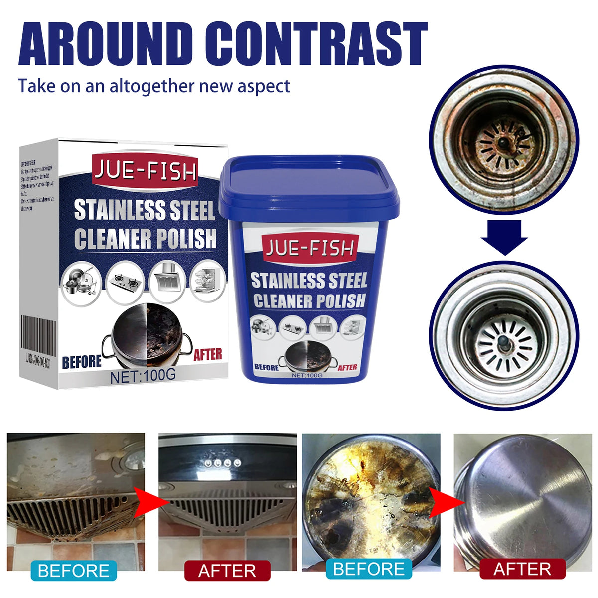 Stainless Steel Cleaner Paste 100g – Degreaser & Descaler Kitchen Cleaner Paste Qst