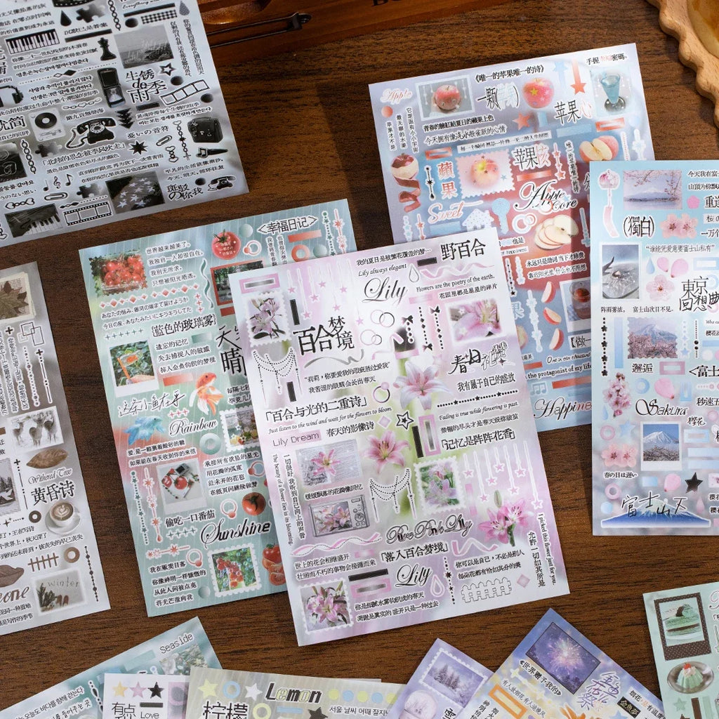 Cute Die-Cut Flash Stickers for Scrapbook, Journal & Phone Decorative Stickers Qme