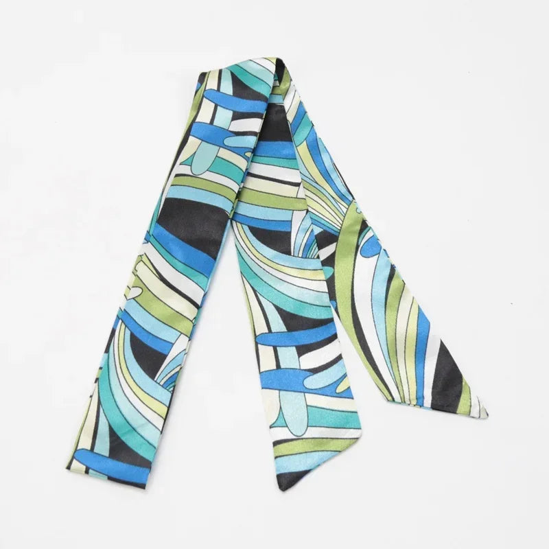 Women's Skinny Ribbon Scarf – Printed Polyester Hair Tie