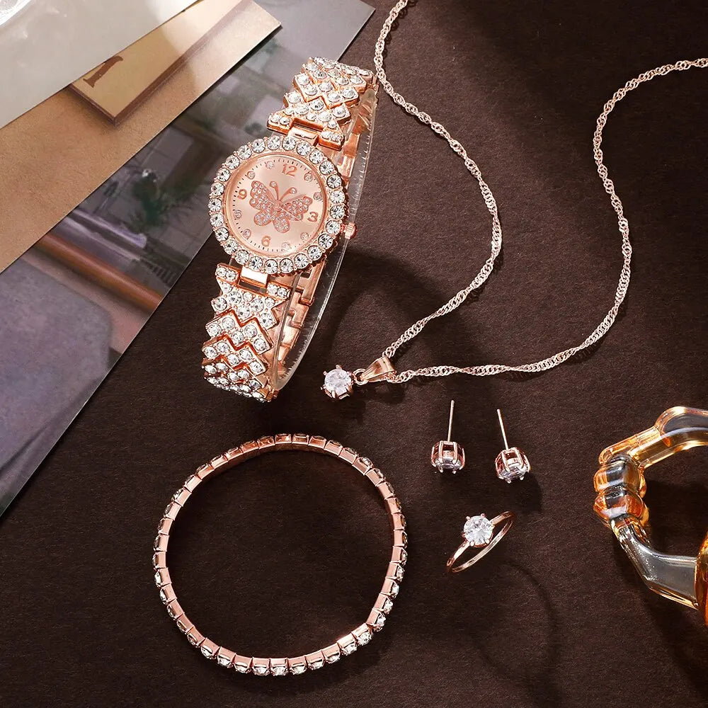 Fashion Crystal Butterfly Women's Watch | Rhinestone Elegance Fashion Watch Qme