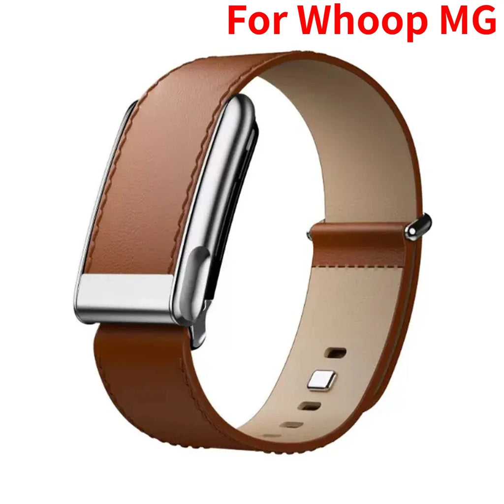 Leather Replacement Strap for WHOOP 5.0 – Soft & Breathable Fitness Tracker Band Qme ForWhoop 5.0MG-Brown