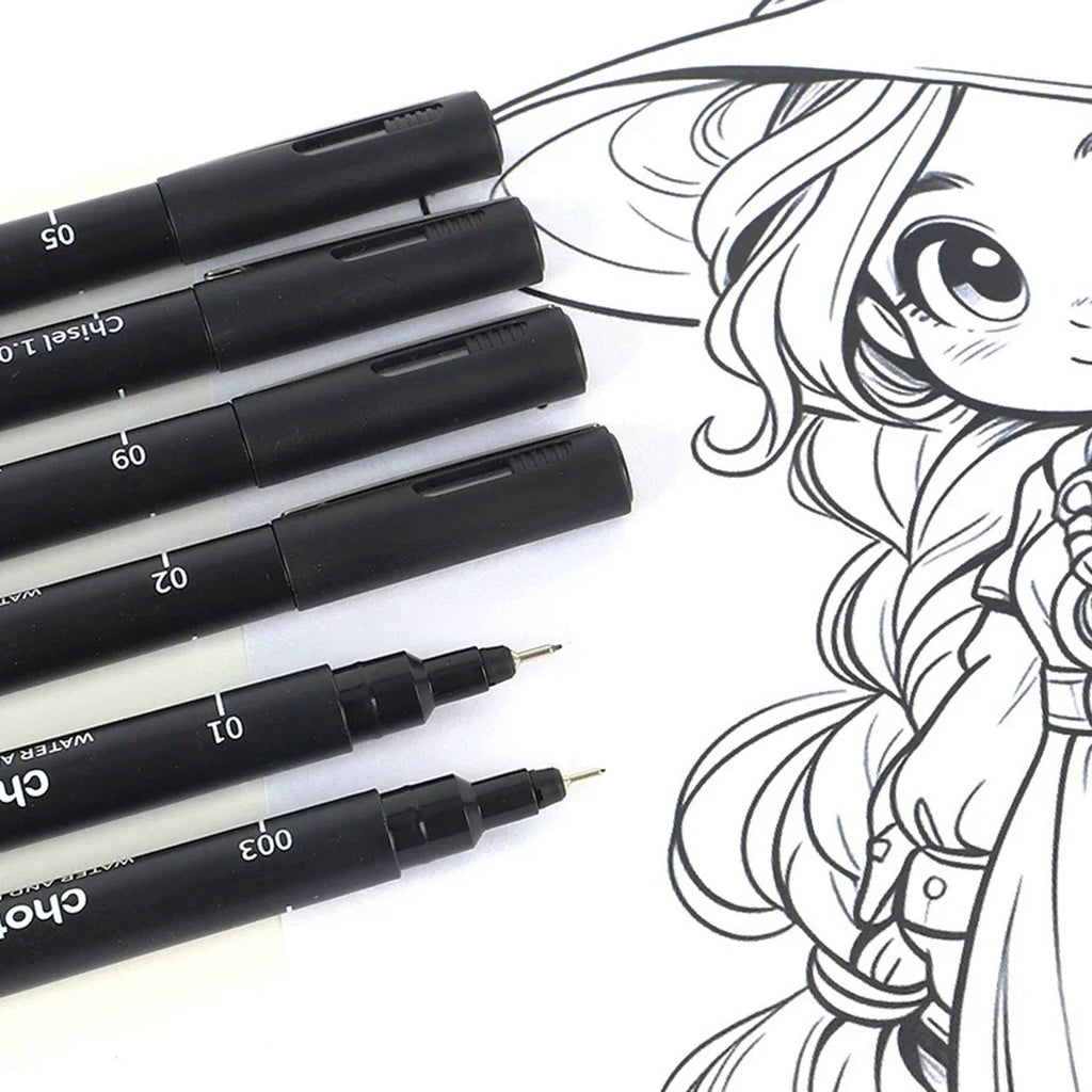 Black Micro Fine Pens 15 Sizes – Waterproof Archival Ink Set Micro Fine Pen Set Qme