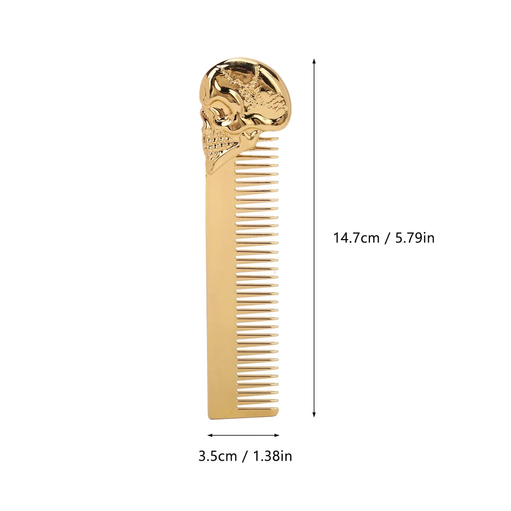Zinc Alloy Skull Beard & Mustache Comb – Pocket Styling Beard & Hair Comb Qme