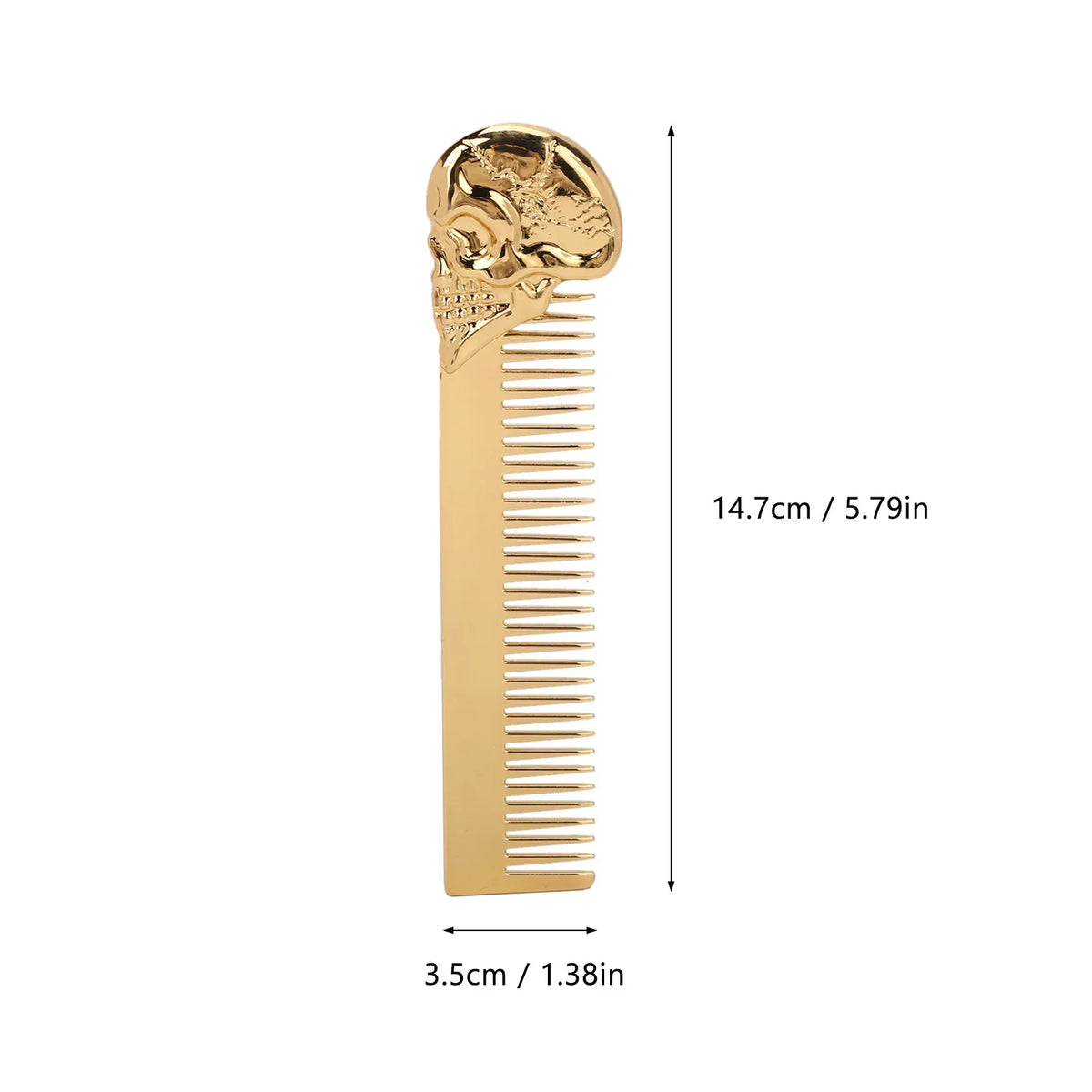 Zinc Alloy Skull Beard & Mustache Comb – Pocket Styling Beard & Hair Comb Qme