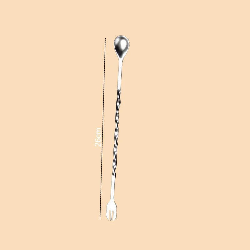 Stainless Steel Cocktail Muddler & Mixing Spoon Bar Set Cocktail Bar Tool Qst 26CM silvery