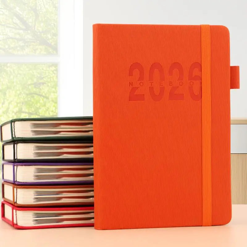 2026 Daily & Monthly Planner Hardcover PU Leather 400 Pages Daily Planner Notebook Qme