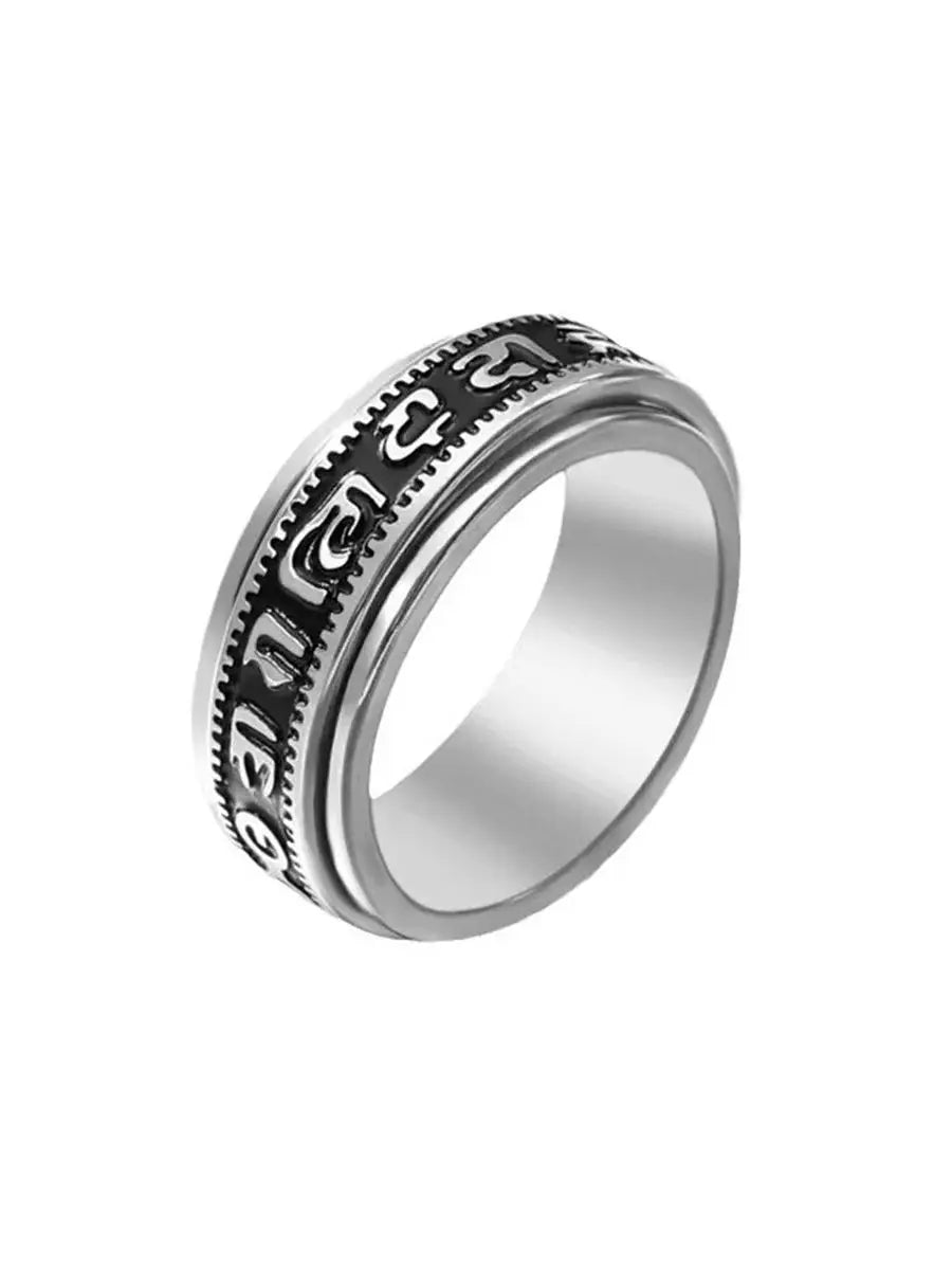 Spinning Fidget Ring Stainless Steel Moon Star | Men & Women Spinner Fidget Ring Qme