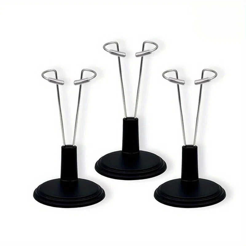 Adjustable Doll Display Stand for Labubu | Plastic Holder 3-Pack Doll Display Stand Qme black