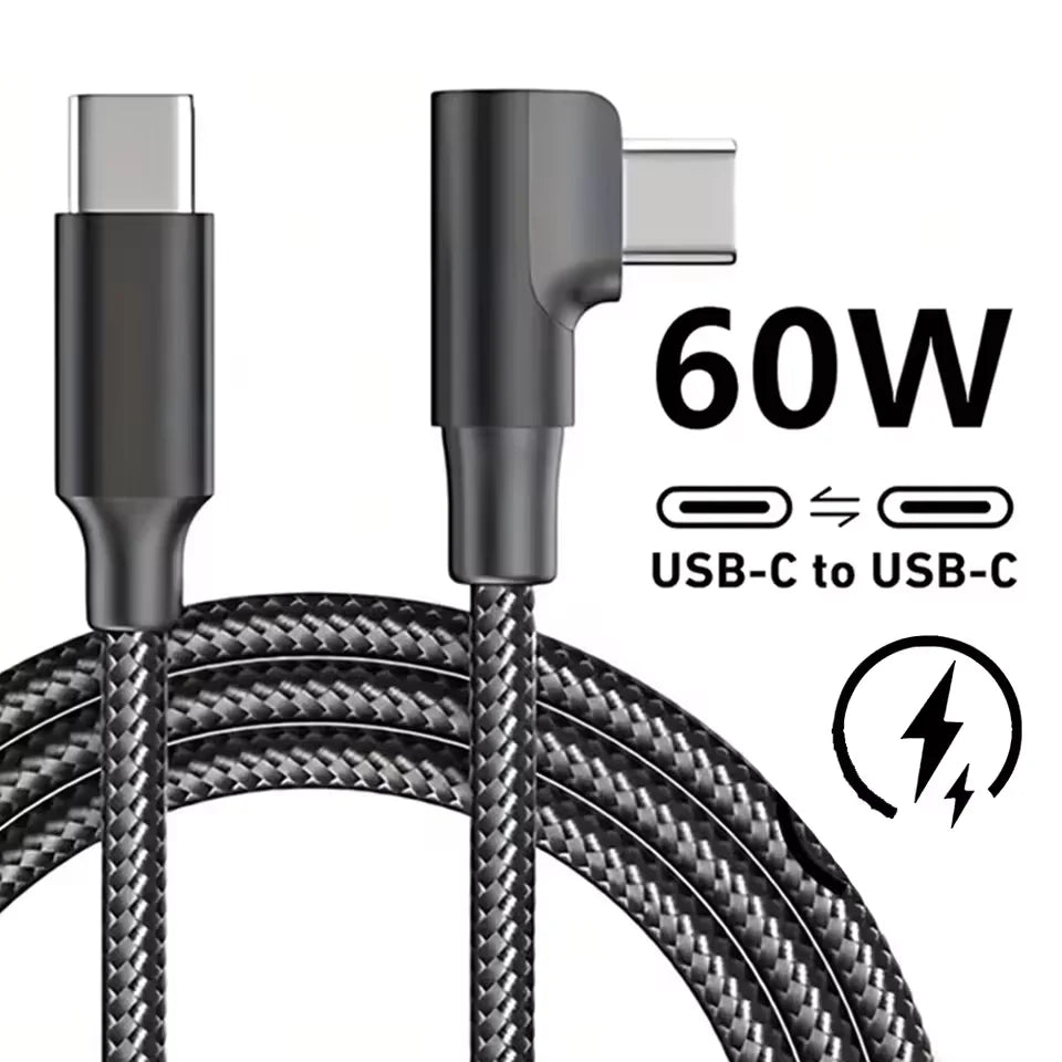 60W 90° USB-C Fast Charging Cable – iPhone 17 16 15 & More USB-C Charging Cable Qme