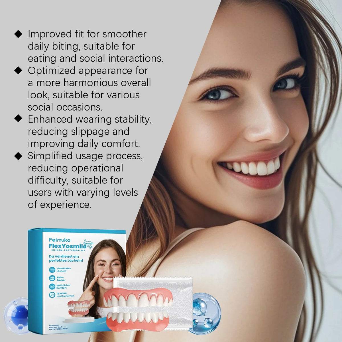 Silicone Full Dentures – Natural False Teeth with Gum Fit Silicone Dentures Qme