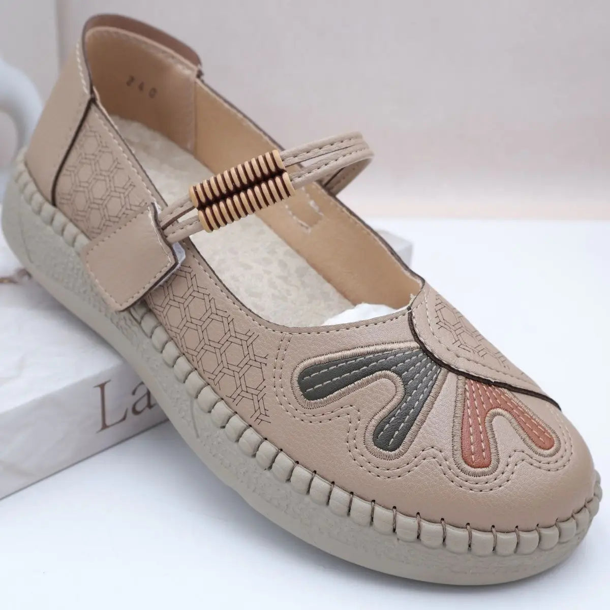 Women's Vintage Embroidered Mary Jane Flats – Non-Slip Canvas Mary Jane Flats Qst Brown 36