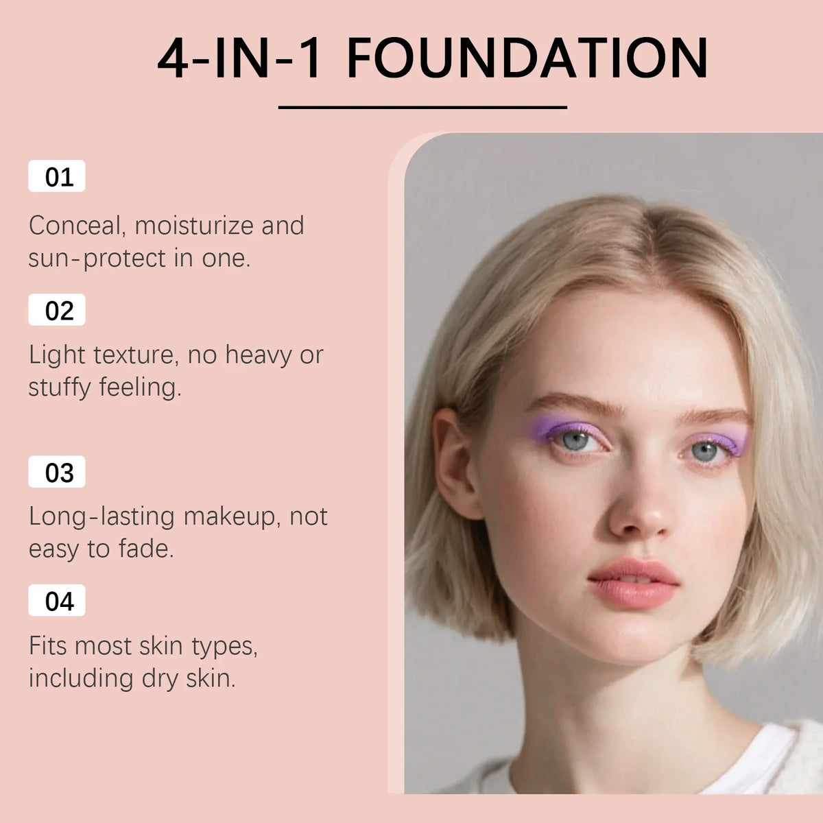 Zephoco 4-in-1 Hydrating Liquid Foundation – Matte Finish Liquid Foundation Qst