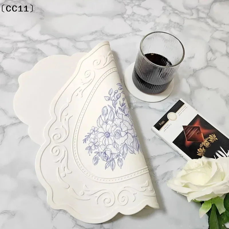 Silicone Floral Carved Placemat | Retro Pattern Dining Mat Silicone Placemat Qme