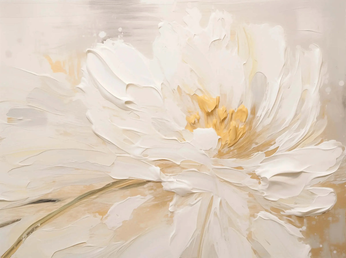 Nordic Abstract White Flower Canvas Wall Art Print | Unframed Canvas Wall Art Qst H 50x70cm Unframed