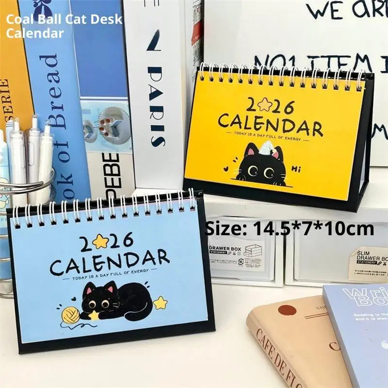 2026 Mini Desk Calendar – Cute Cat & Horse Design | Portable Mini Desk Calendar Qme