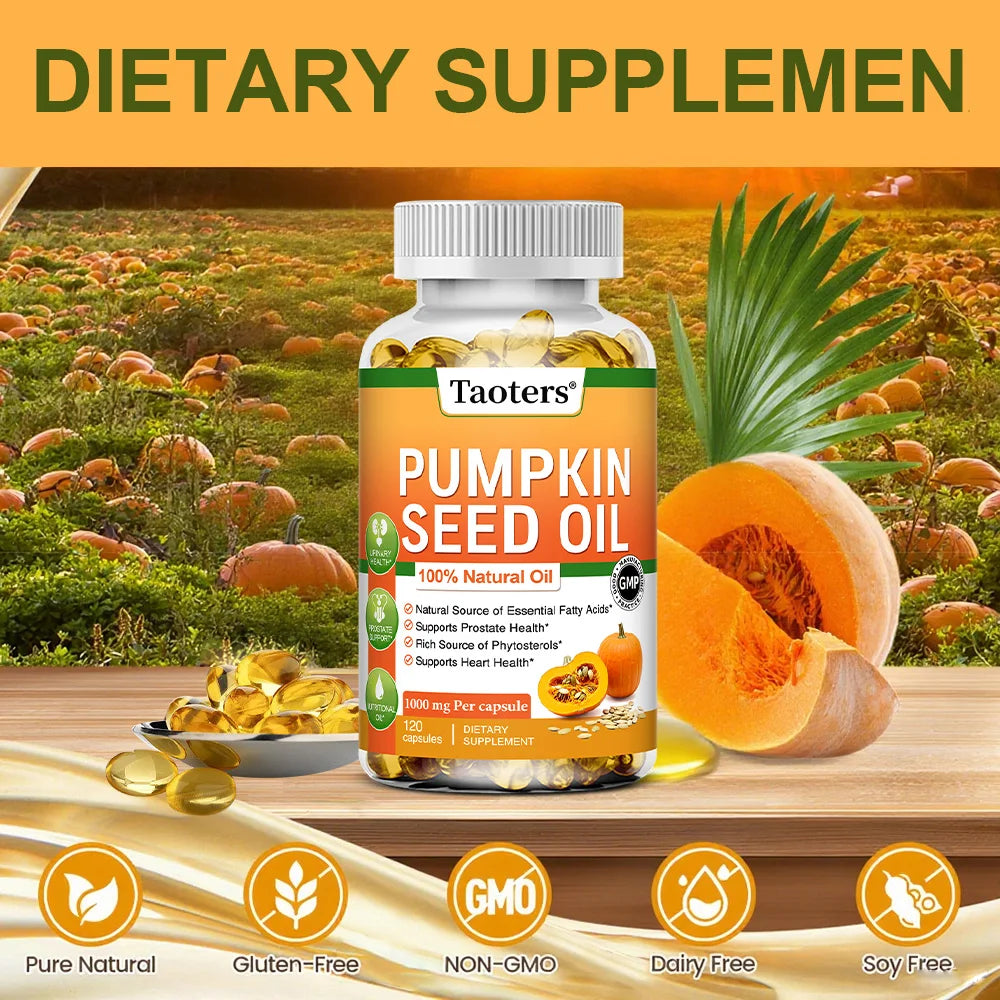 Pumpkin Seed Oil Capsules 120ct – Urinary & Hair Support Herbal Oil Capsules Qst