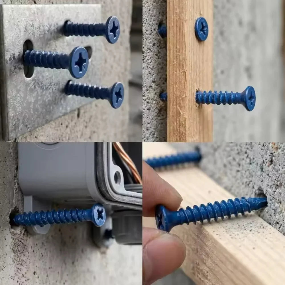 100-Pack Countersunk Masonry Screws | Heavy-Duty 4.8x32mm Masonry Screws Qme