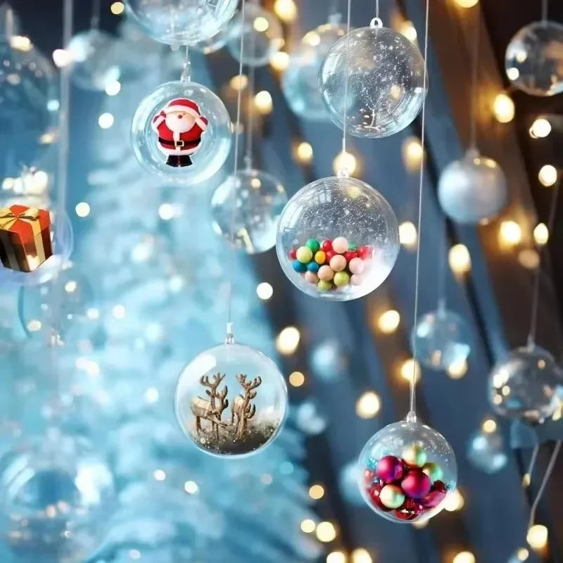 10 Transparent Christmas Bauble Ornaments – Fillable 4cm Balls Christmas Bauble Ornaments Qme