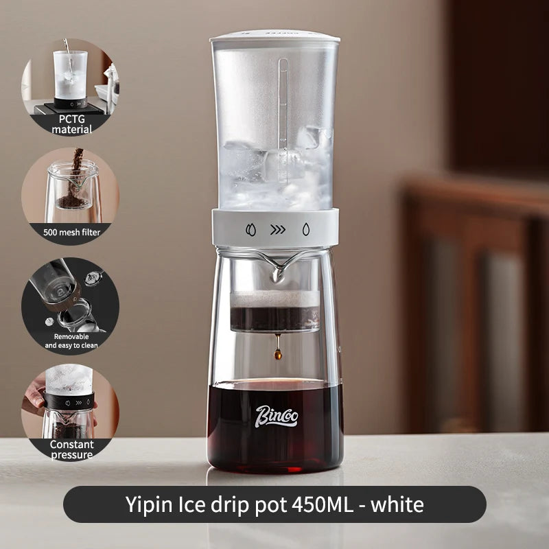 Bincoo 450ml Glass Ice Drip Cold Brew Coffee Pot Maker Cold Brew Coffee Maker Qst white China Mainland