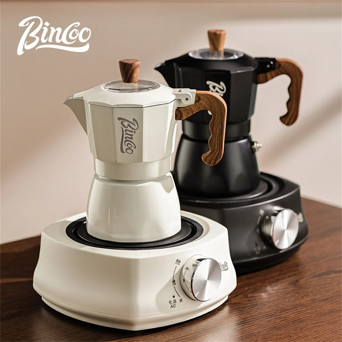 Bincoo Dual Valve Moka Pot & Electric Heater Espresso Set Moka Pot Espresso Set Qst
