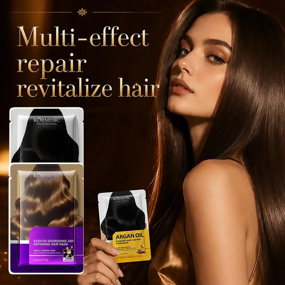Keratin & Argan Oil Hair Mask 2-Pack | Deep Nourishing Treatment Hair Treatment Mask Qme