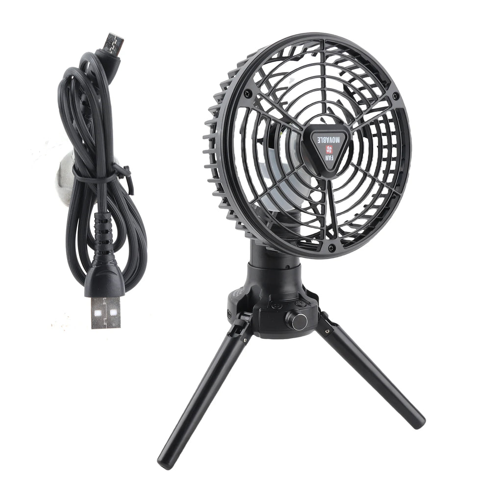 Camping Fan 10400mAh Rechargeable LED Lantern Tripod Fan Camping Fan Qst black 220V-240V EU Plug