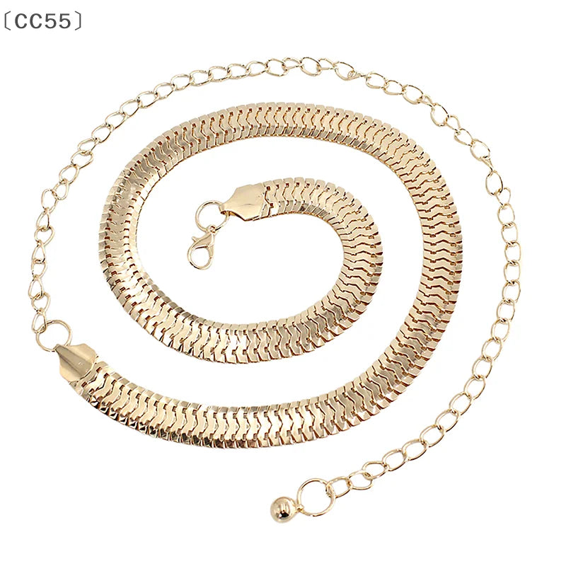 Women's Gold Metal Chain Belt – High Waist Party Waistband Fashion Chain Belt Qst