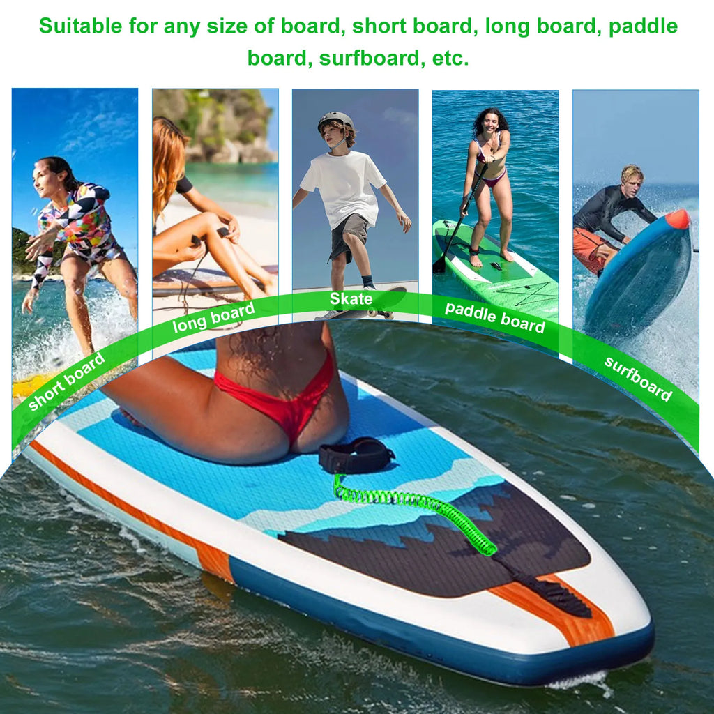 Longboard Surfboard Leash 4ft TPU Nylon Dual Connector Strap Surfboard Leash Qme