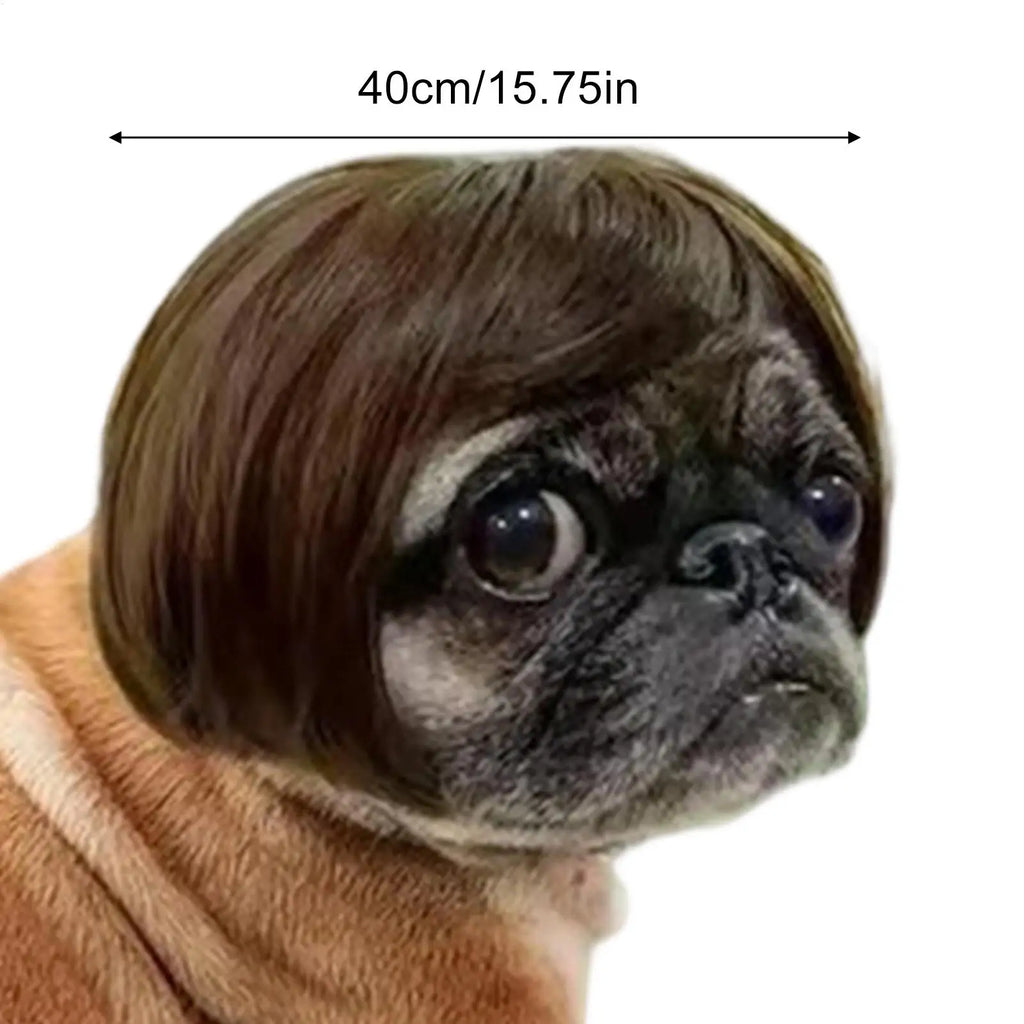 Funny Cat & Dog Wig Bangs Adjustable Pet Halloween Costume Pet Costume Wig Qme